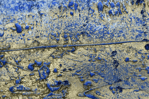 Silent Gilding – Original Gold and Blue Abstract Painting by Edelgard Schroer