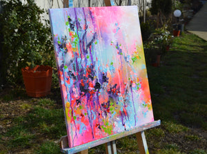 Dewy Forest Path Abstract Landscape Painting