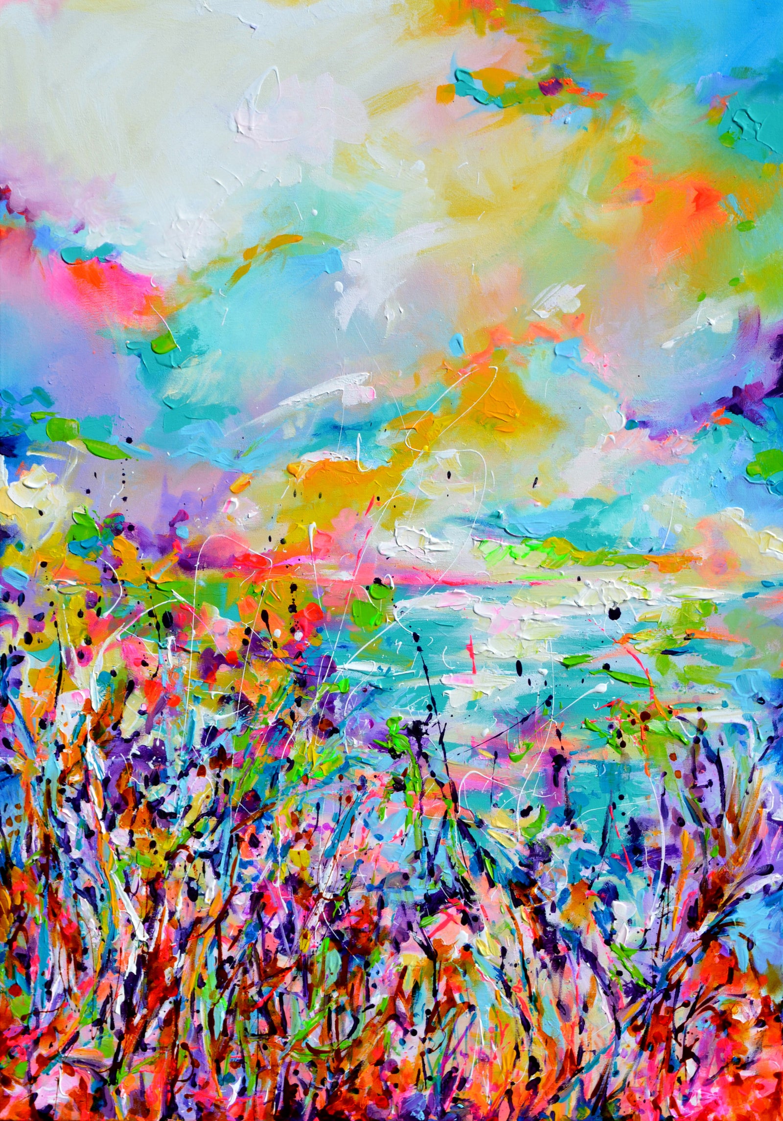 Seascape Landscape Painting Windy Shore