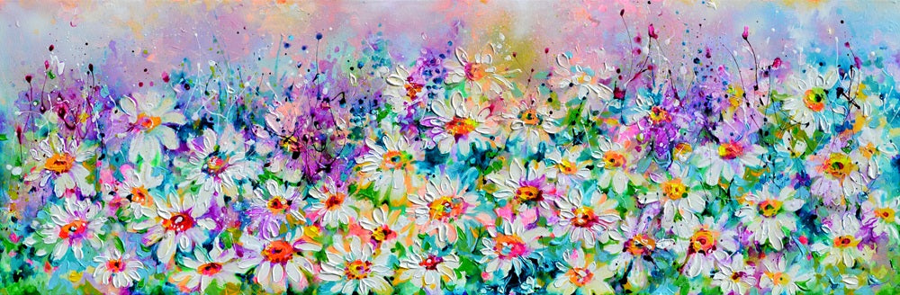Wildflower Meadow Painting Woodland Daisies