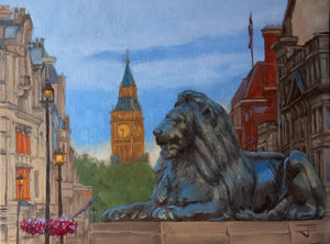 Trafalgar Square Looking Towards Big Ben Original Oil Painting