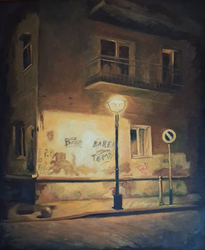 Nocturne Graffiti | Rome Night Cityscape Oil Painting