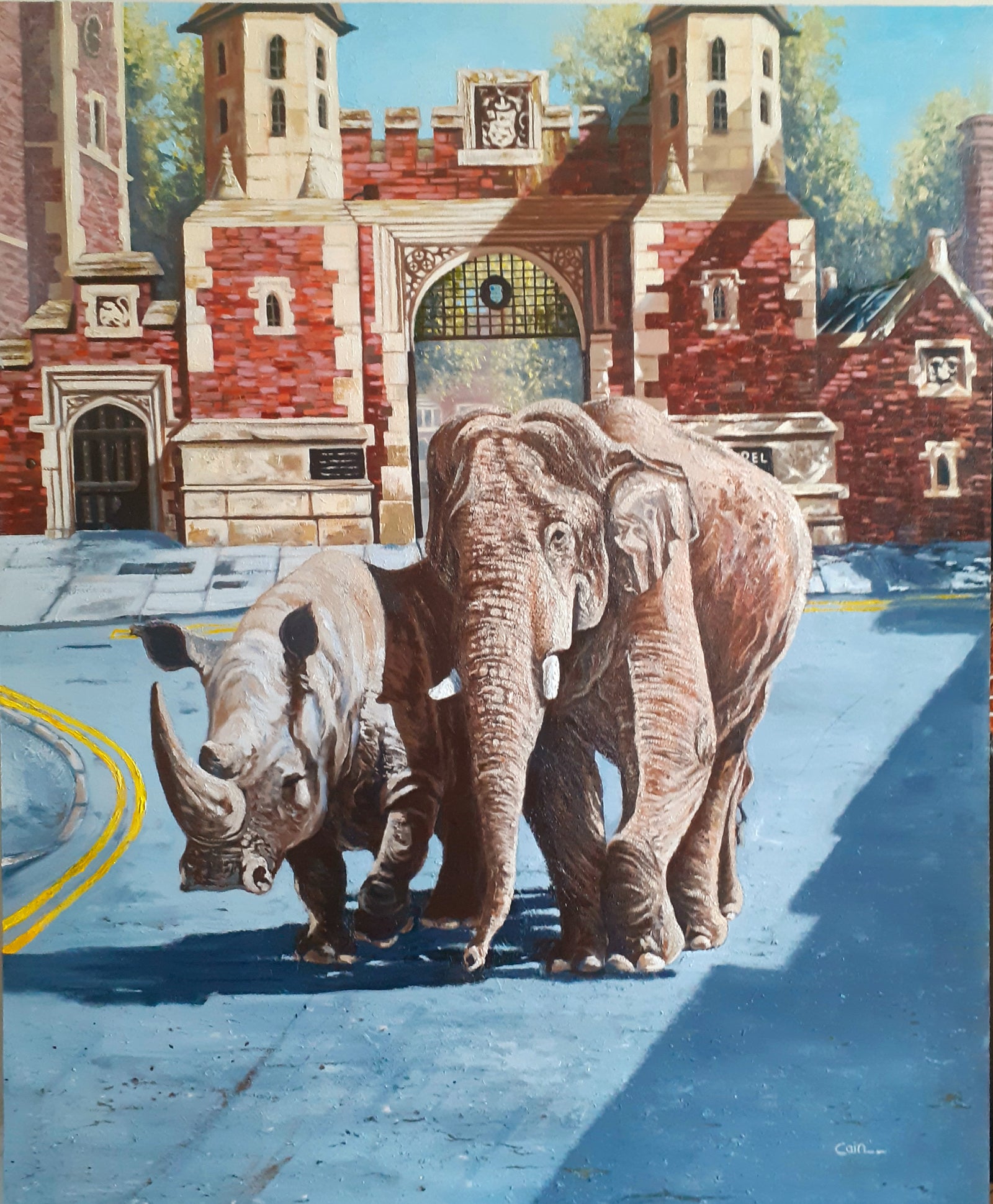 Power at the Gates of Lincoln’s Inn | Wildlife Oil Painting by Jeff Cain