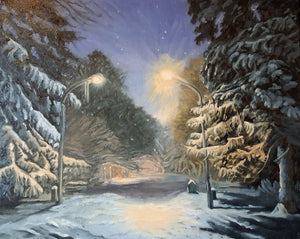 The Snowy Night 50 x 40 cm /  19.6 x 15.7 '  Original Artwork Steffan Johnson