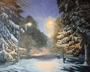 The Snowy Night 50 x 40 cm /  19.6 x 15.7 '  Original Artwork Steffan Johnson