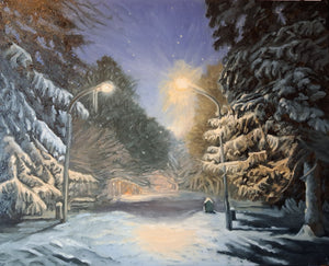 The Snowy Night 50 x 40 cm /  19.6 x 15.7 '  Original Artwork Steffan Johnson