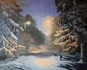 The Snowy Night 50 x 40 cm /  19.6 x 15.7 '  Original Artwork Steffan Johnson