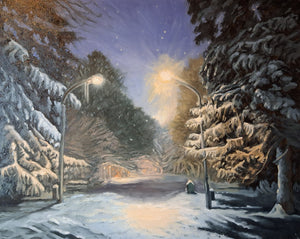 The Snowy Night 50 x 40 cm /  19.6 x 15.7 '  Original Artwork Steffan Johnson