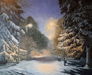 The Snowy Night 50 x 40 cm /  19.6 x 15.7 '  Original Artwork Steffan Johnson