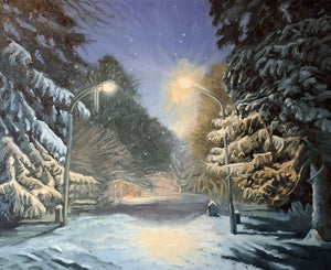 The Snowy Night 50 x 40 cm /  19.6 x 15.7 '  Original Artwork Steffan Johnson