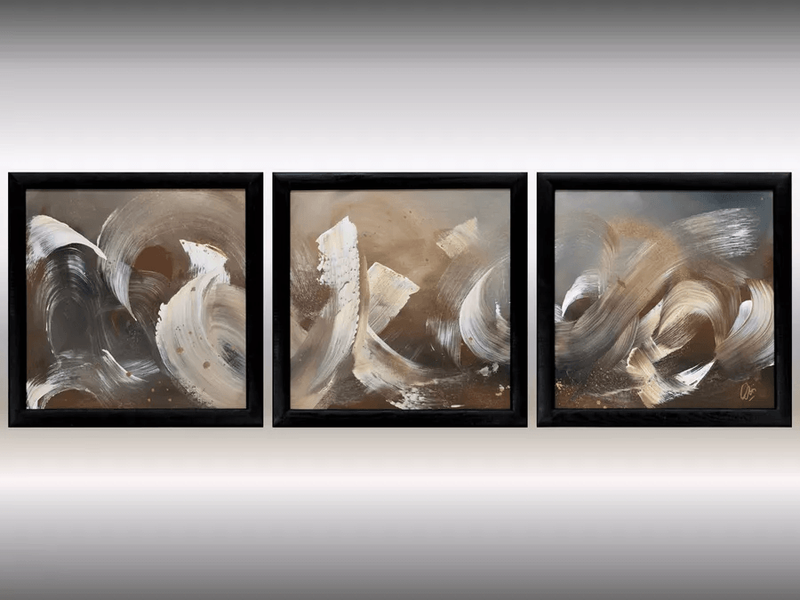 Wilderness – Original Abstract Triptych in Brown and Gold by Edelgard Schroer
