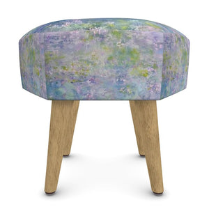 Footstool | Pale Blue Waterlilies Design by Lesley Blackburn