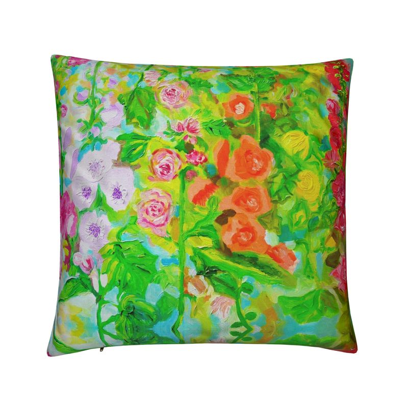 Hollyhocks Cushion | Design by Lesley Blackburn