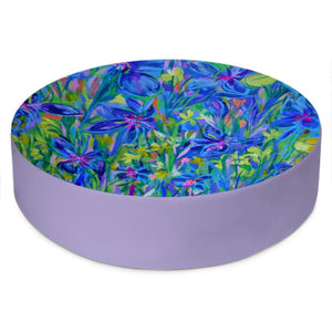 Round Floor Cushion | Wild Irises Design by Lesley Blackburn