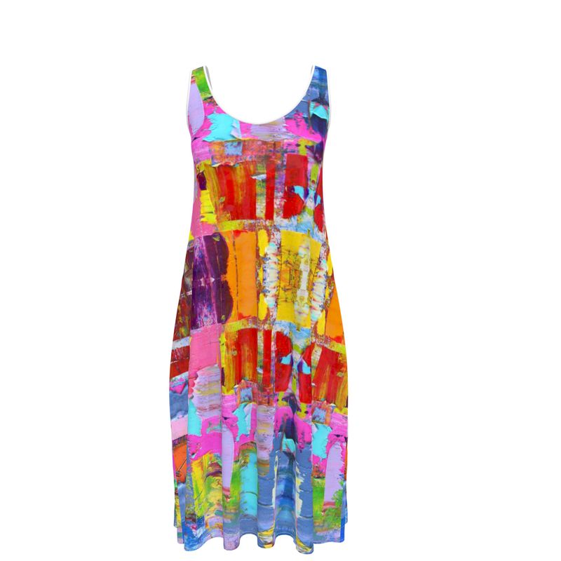 Sleeveless Midi Dress | Big Apple | Round Neck by Lesley Blackburn