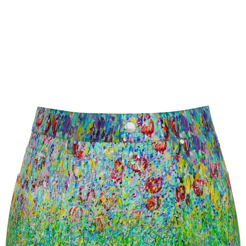 Denim Midi Skirt | Wild Tulip Meadow by Lesley Blackburn