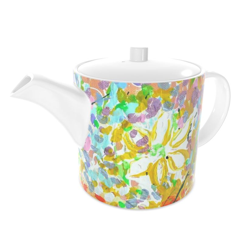 Bone China Teapot | Daisy Meadow Design by Lesley Blackburn