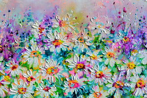 Wildflower Meadow Painting Woodland Daisies