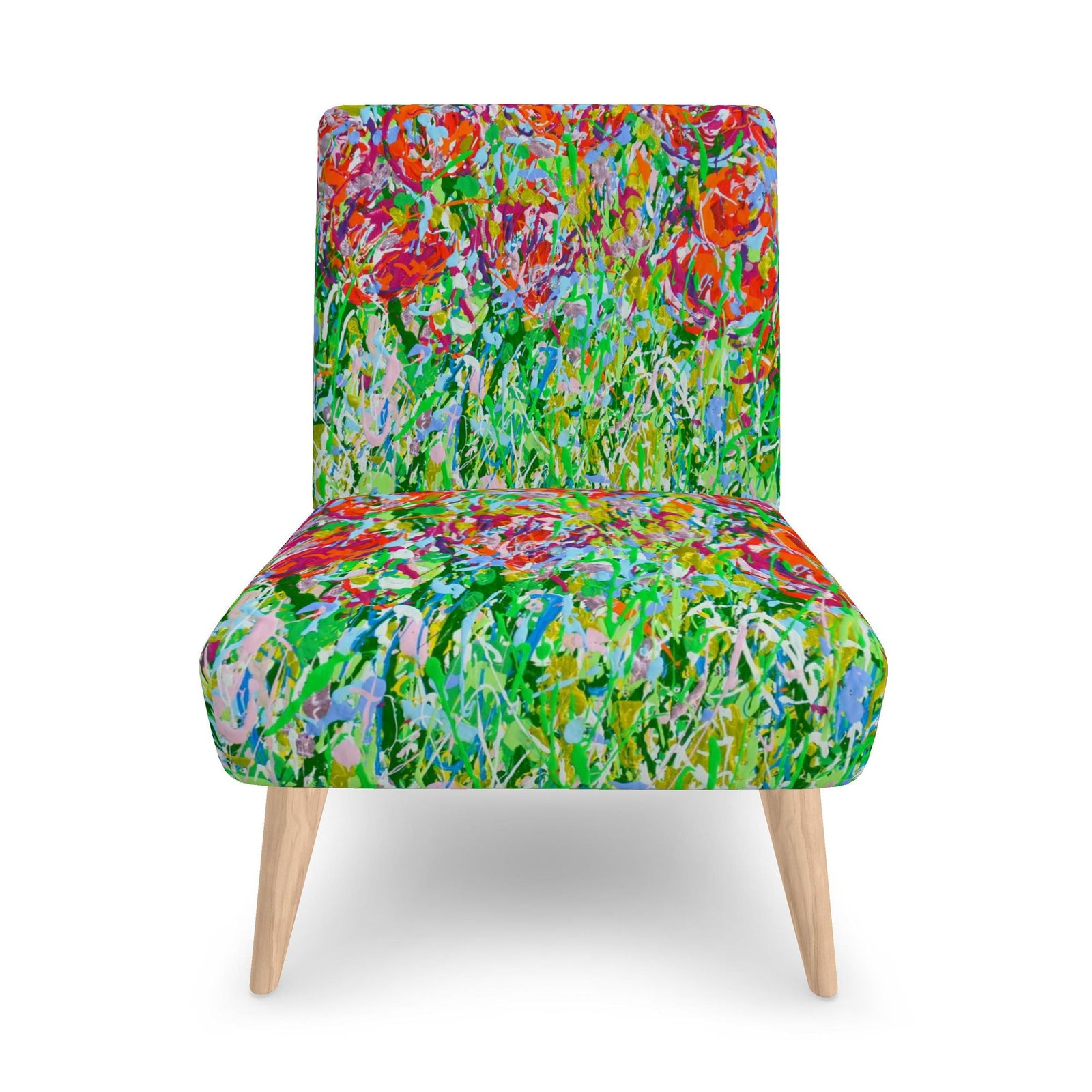 Red Tulip Meadow Occasional Chair by Lesley Blackburn