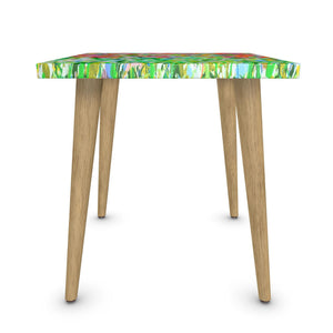Red Tulip Meadow Square Designer Side Table by Lesley Blackburn