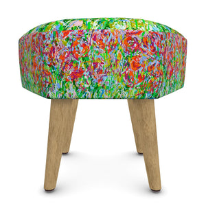 Red Tulip Meadow Hexagonal Designer Footstool by Lesley Blackburn