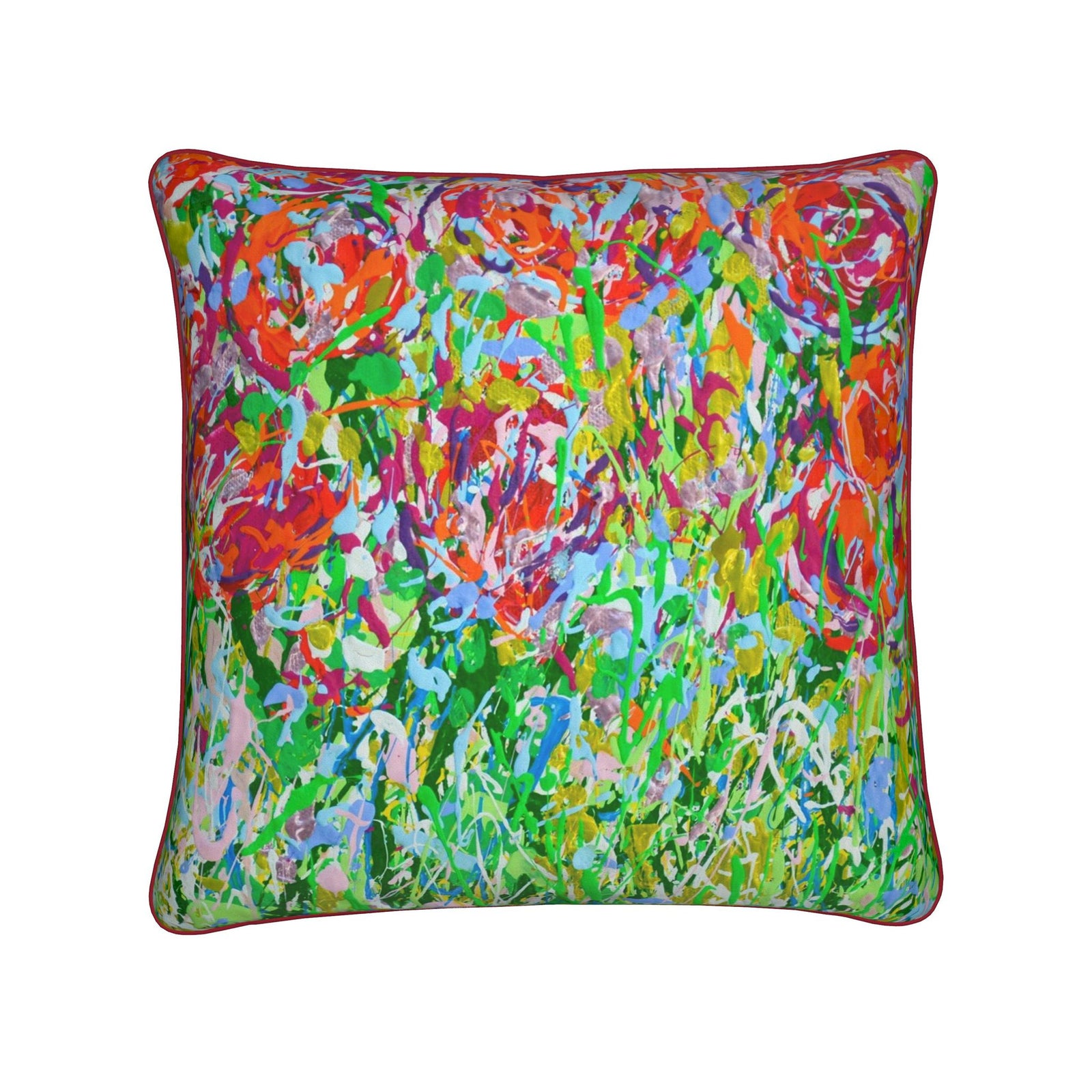 Red Tulip Meadow Designer Cushions by Lesley Blackburn