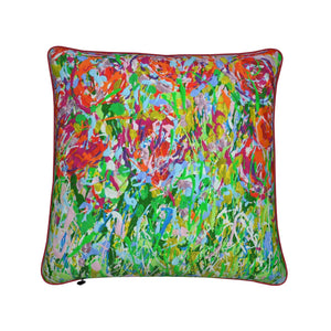 Red Tulip Meadow Designer Cushions by Lesley Blackburn