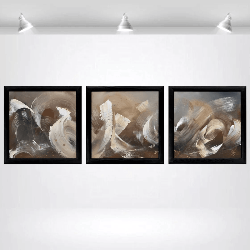 Wilderness – Original Abstract Triptych in Brown and Gold by Edelgard Schroer
