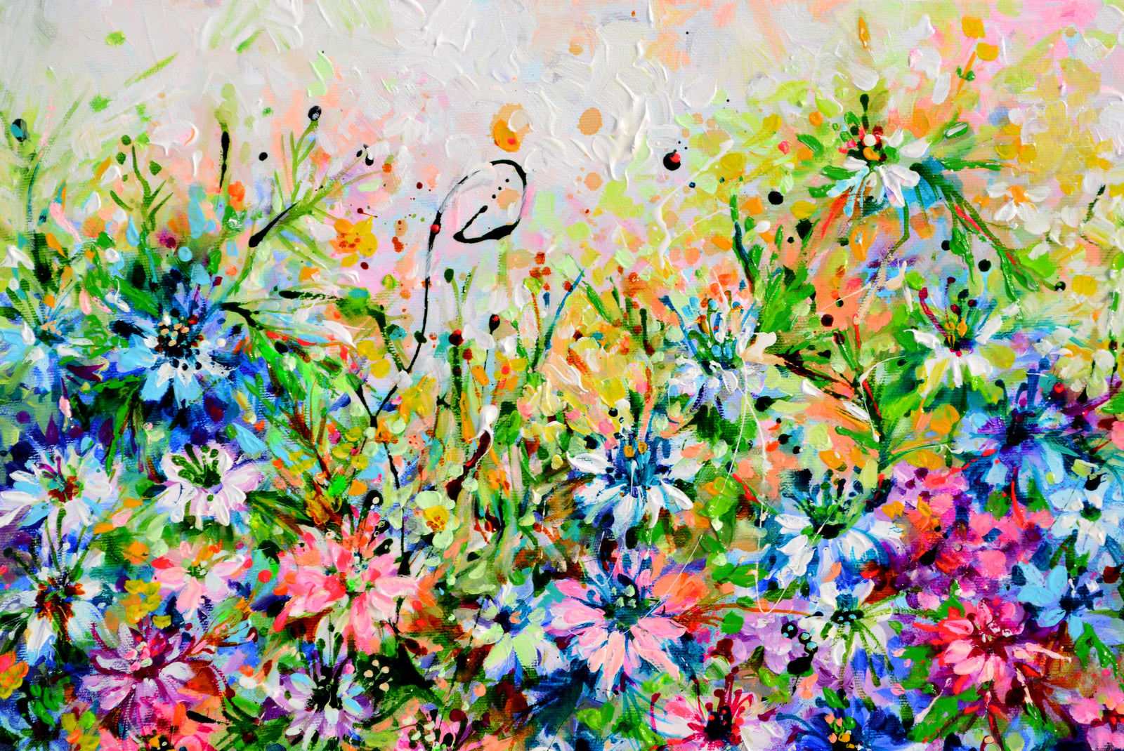 Love-in-a-Mist Cottage Garden Floral Canvas Art 