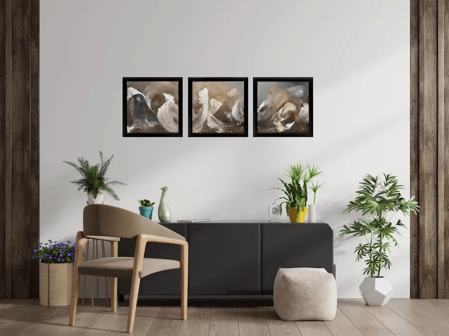 Wilderness – Original Abstract Triptych in Brown and Gold by Edelgard Schroer