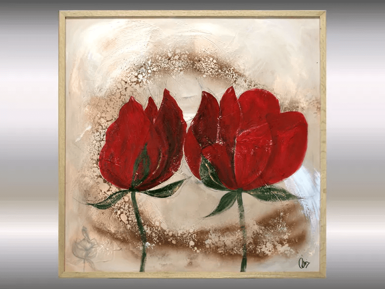 Abstract Roses – Original Floral Painting by Edelgard Schroer