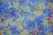Violets and Peonies Large Textured Floral Oil Painting showcasing vibrant colors and expressive textures in a contemporary style.