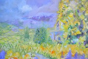 Tuscan Hills Impressionist Landscape Painting featuring vibrant colors of Italian countryside.