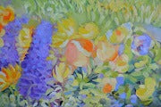 Tuscan Hills Impressionist Landscape Painting featuring vibrant flowers in a colorful, expressive style.