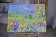 Tuscan Hills Impressionist Landscape Painting featuring vibrant colors and expressive brushwork of Italian countryside.