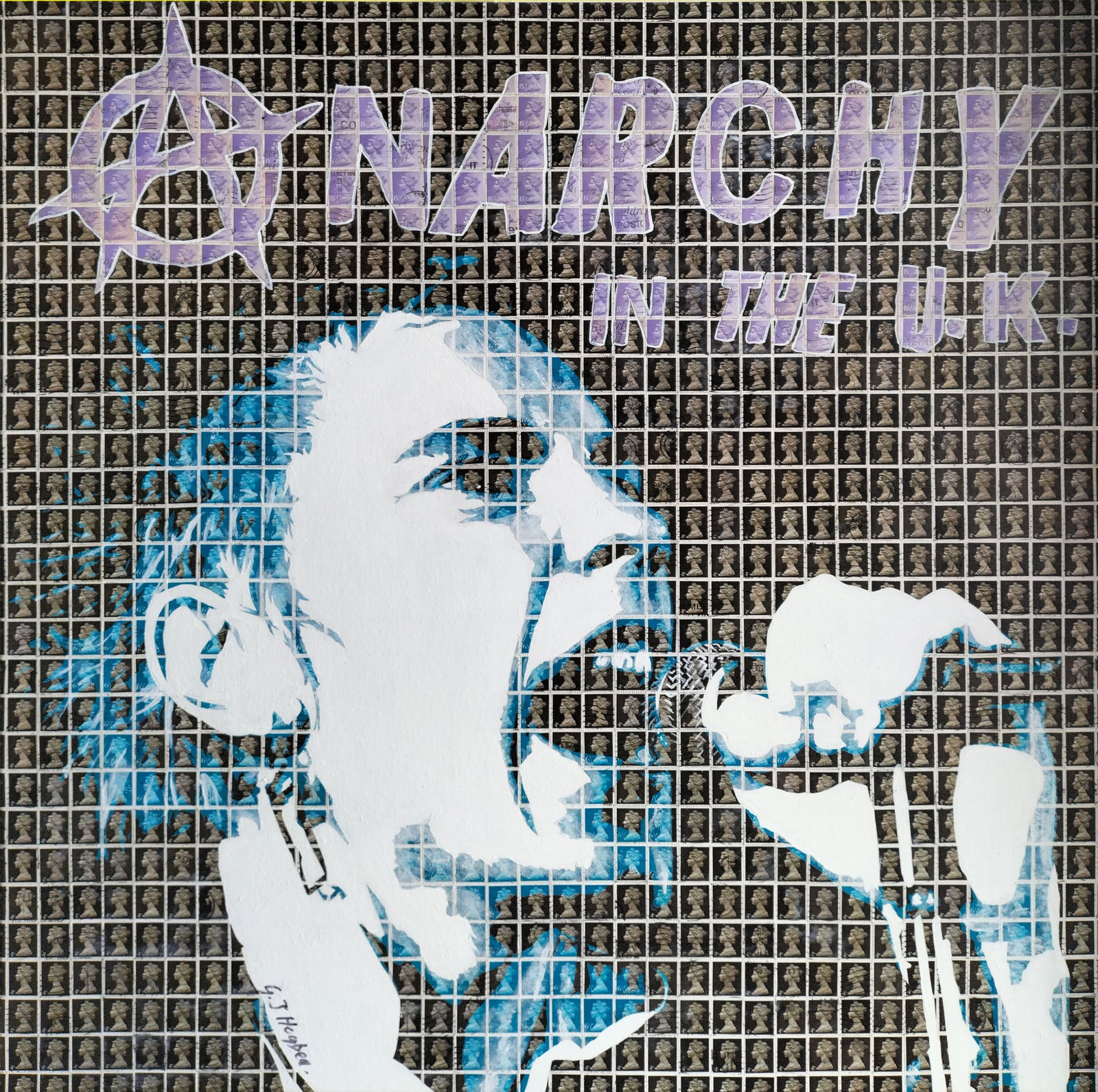 Anarchy in the UK | Original Mixed Media Stamp Portrait by Gary Hogben