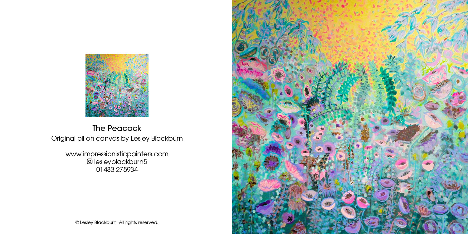 The Peacock – Greeting Card by Lesley Blackburn