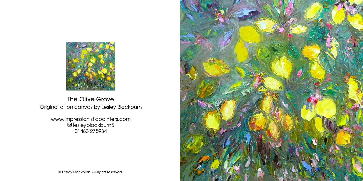 The Olive Grove – Greeting Card by Lesley Blackburn
