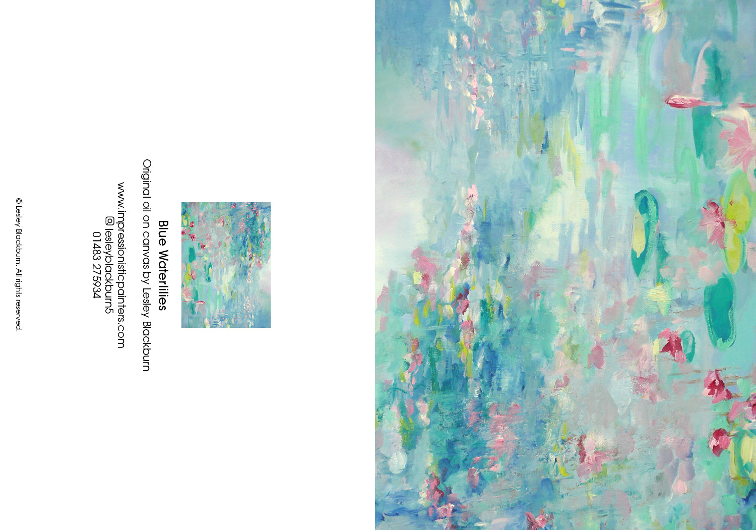 Blue Waterlilies – Greeting Card by Lesley Blackburn