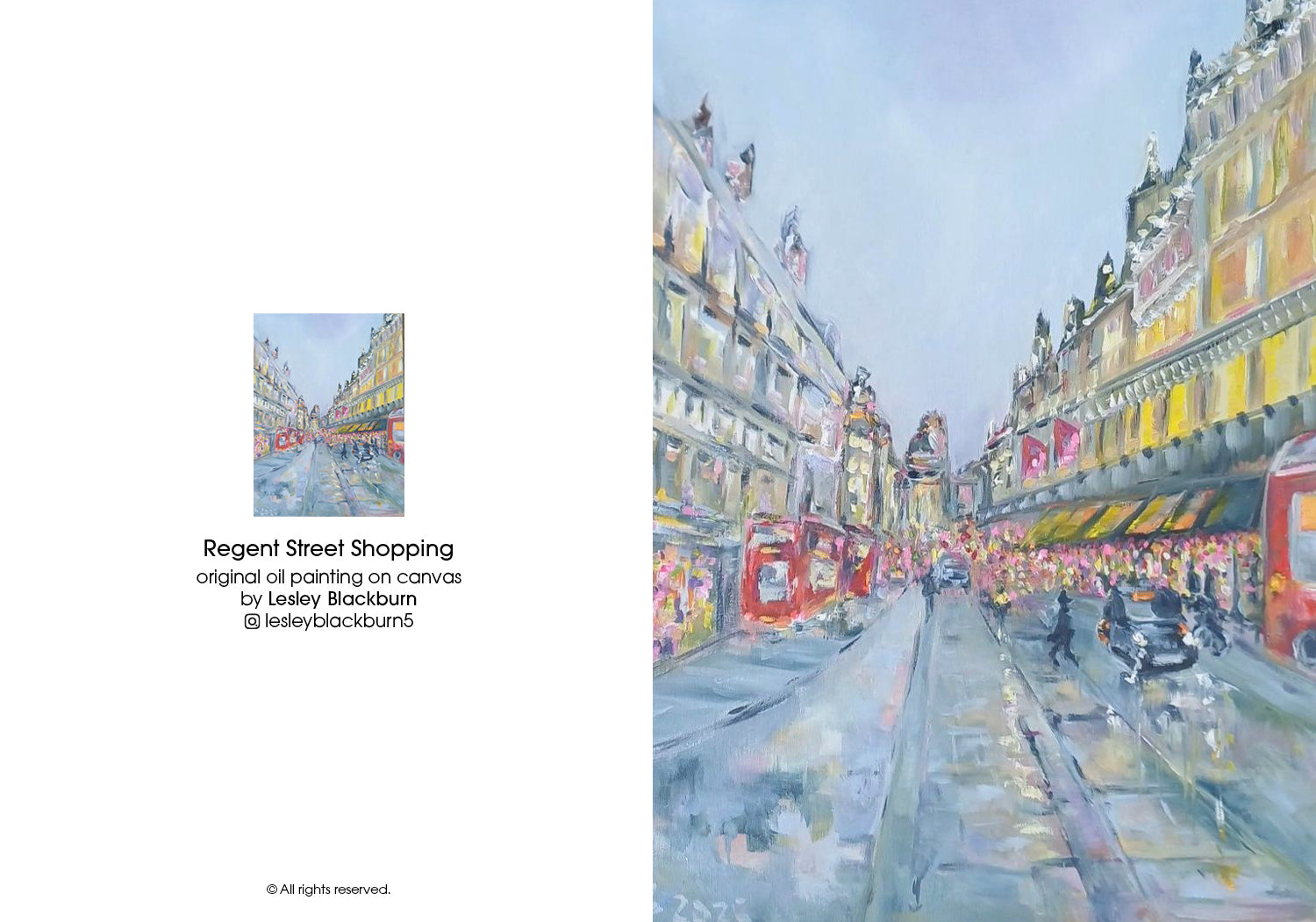 Regent Street Shopping – Greeting Card by Lesley Blackburn