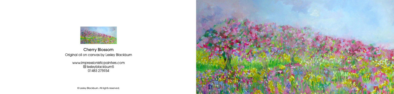 Cherry Blossom – Panoramic Greeting Card by Lesley Blackburn