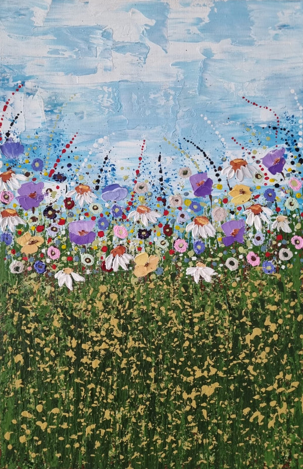 A Blast of Summer – Original Textured Wildflower Painting by Cinzia Mancini