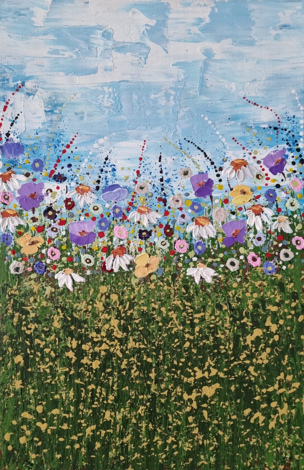 A Blast of Summer – Original Textured Wildflower Painting by Cinzia Mancini