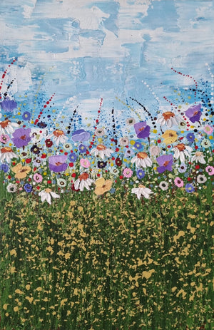A Blast of Summer – Original Textured Wildflower Painting by Cinzia Mancini