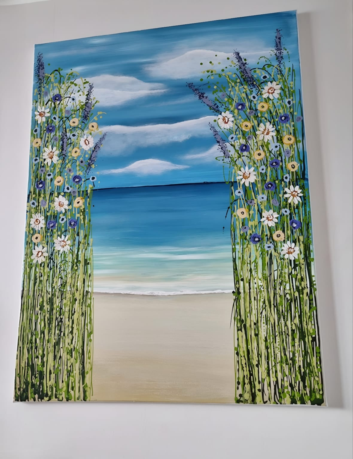 A Window to Stillness – Original Textured Seascape Painting by Cinzia Mancini