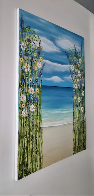 A Window to Stillness – Original Textured Seascape Painting by Cinzia Mancini