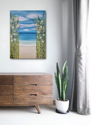 A Window to Stillness – Original Textured Seascape Painting by Cinzia Mancini