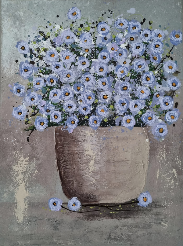 From the Window – Original Textured Floral Canvas Painting by Cinzia Mancini