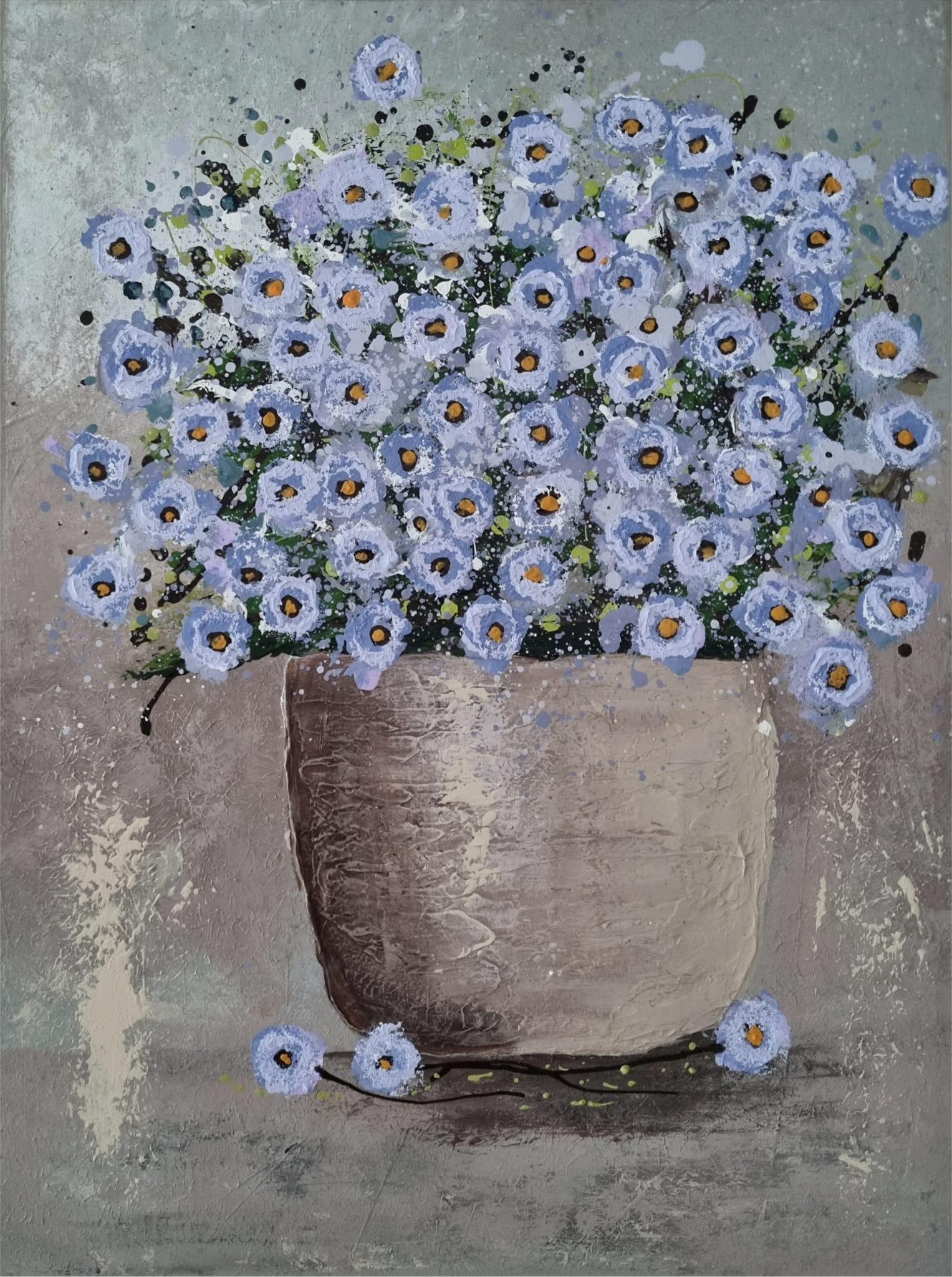 From the Window – Original Textured Floral Canvas Painting by Cinzia Mancini