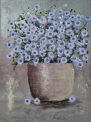 From the Window – Original Textured Floral Canvas Painting by Cinzia Mancini
